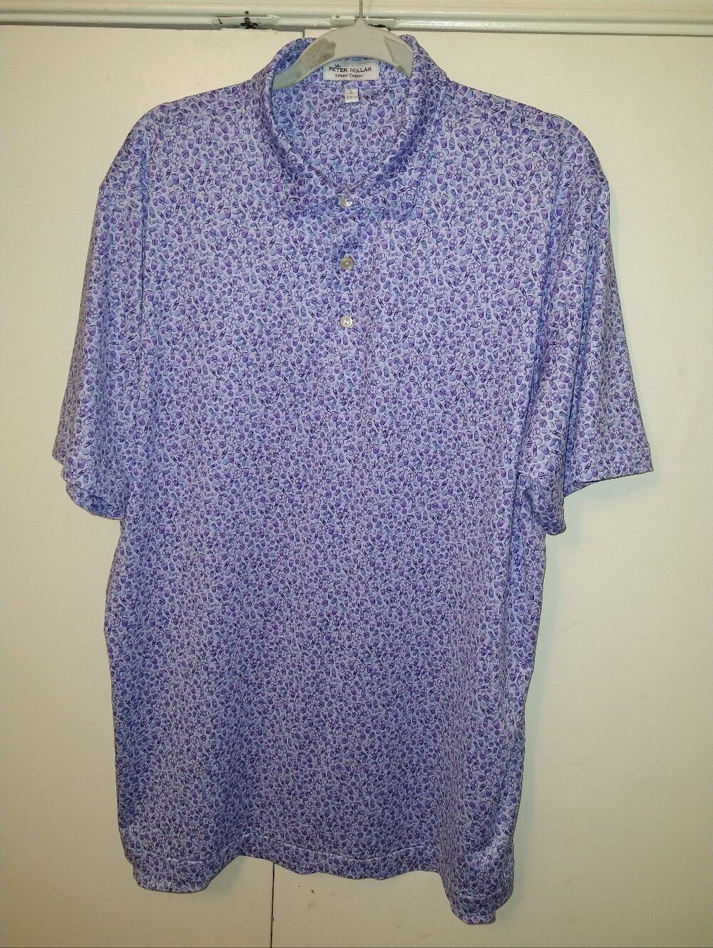 Peter Millar Summer Comfort Cocktail Print Short Sleeve Polo Shirt Men's sz L